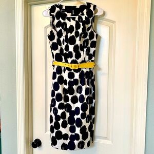 AB Studio - Black and White Polka Dot Dress with Yellow Belt 🖤 💛